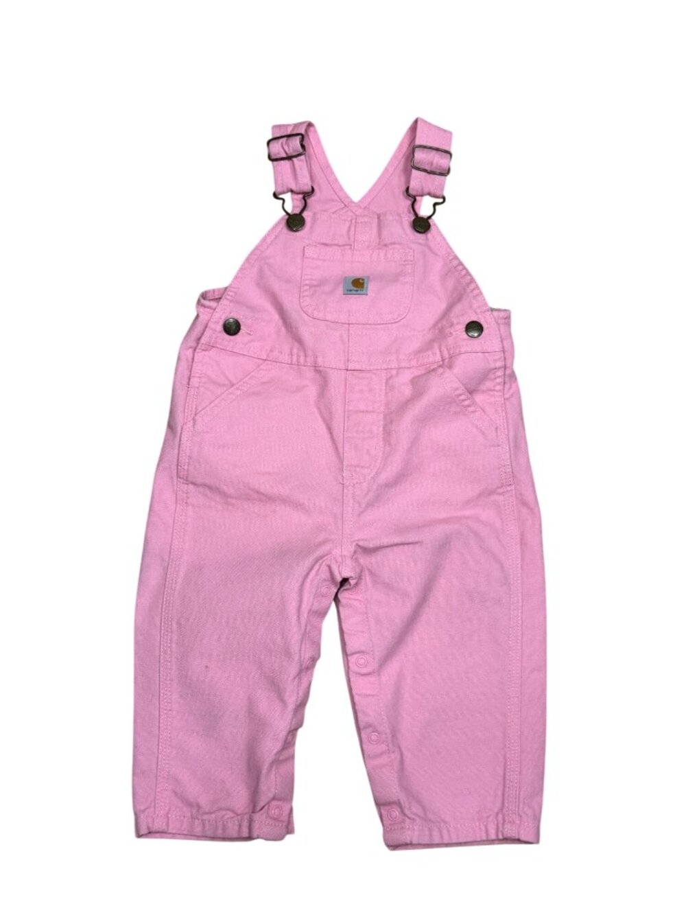 Carhartt Baby Girls Pink Overalls 12M Snap Closure Cotton Blend Workwear Infant